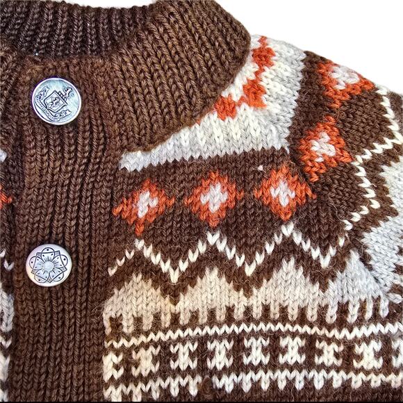 Fair Isle Cardigan Vintage Lulle Otterstad Oslo Handmade Norway Wool Knit XS - Picture 1 of 11